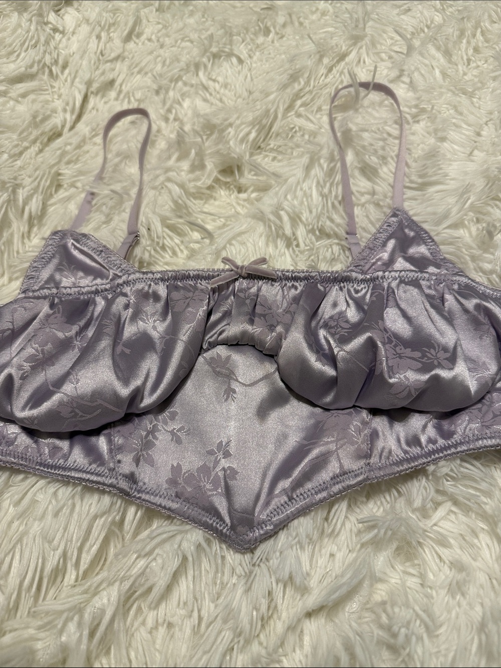 Urban Outfitters Lavender Satin Floral Bralette